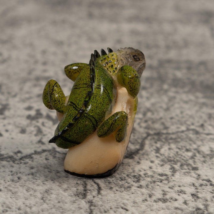 Green And Black Iguana Lizard Tagua Carving