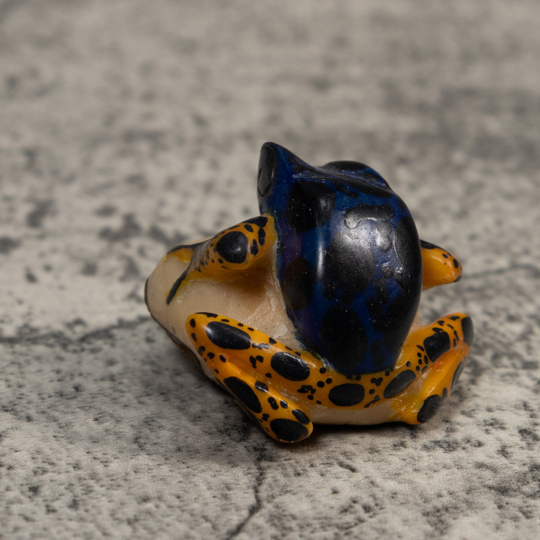 Vintage Blue And Orange Poison Dart Frog Tagua Carving