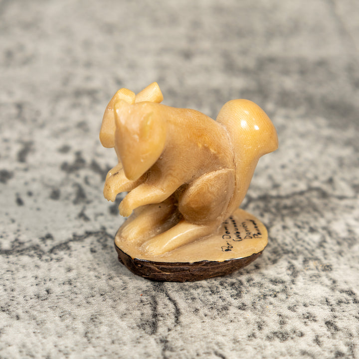 Vintage Natural White Squirrel Tagua Carving