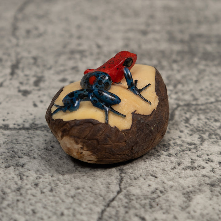 Red And Blue Poison Dart Frog Tagua Carving