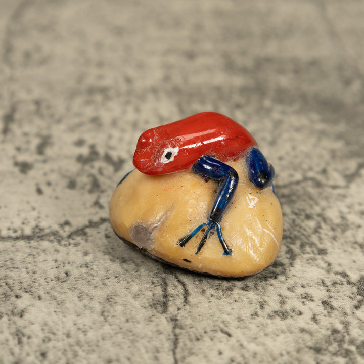 Vintage Red And Blue Poison Dart Frog Tagua Carving