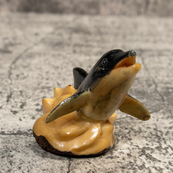 Vintage Dolphin Coming Out Of Wave Tagua Carving