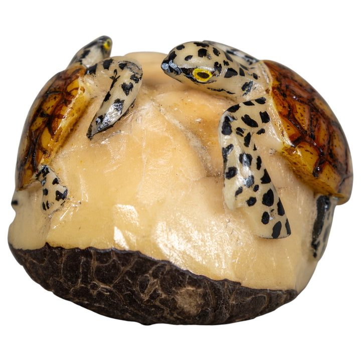 Double Sea Turtle Tagua Carving