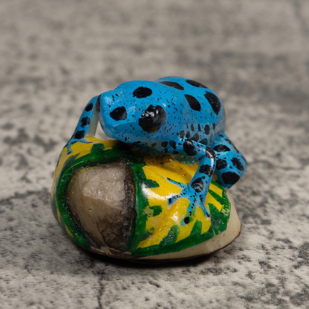 Blue And Black Poison Dart Frog Tagua Carving