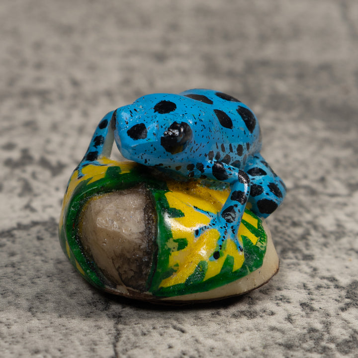 Blue And Black Poison Dart Frog Tagua Carving