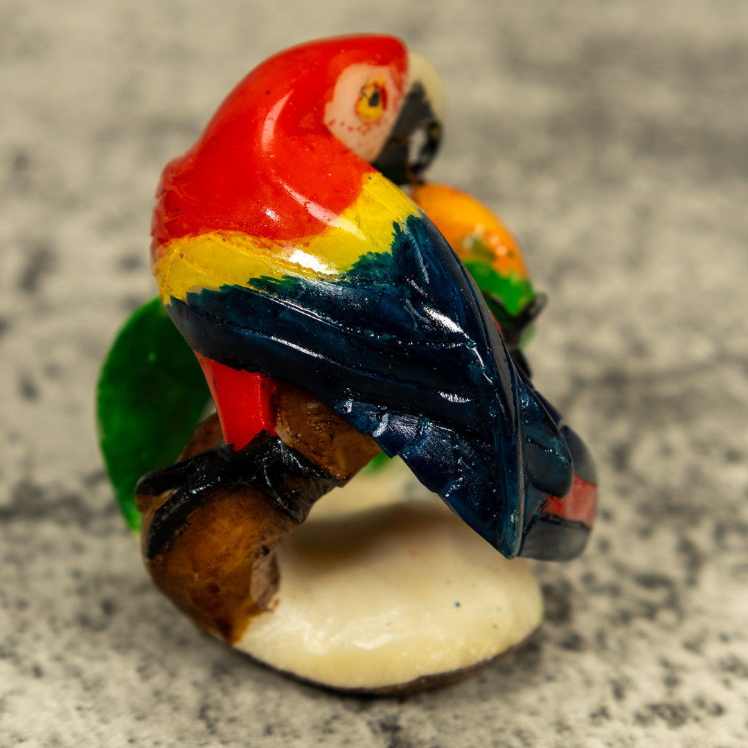 Red Yellow And Blue Macaw Parrot Bird Tagua Carving