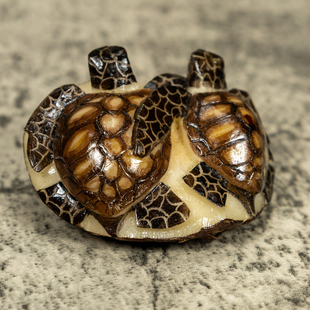 Double (2) Sea Turtle Tagua Carving