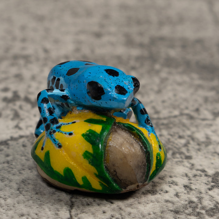 Blue And Black Poison Dart Frog Tagua Carving