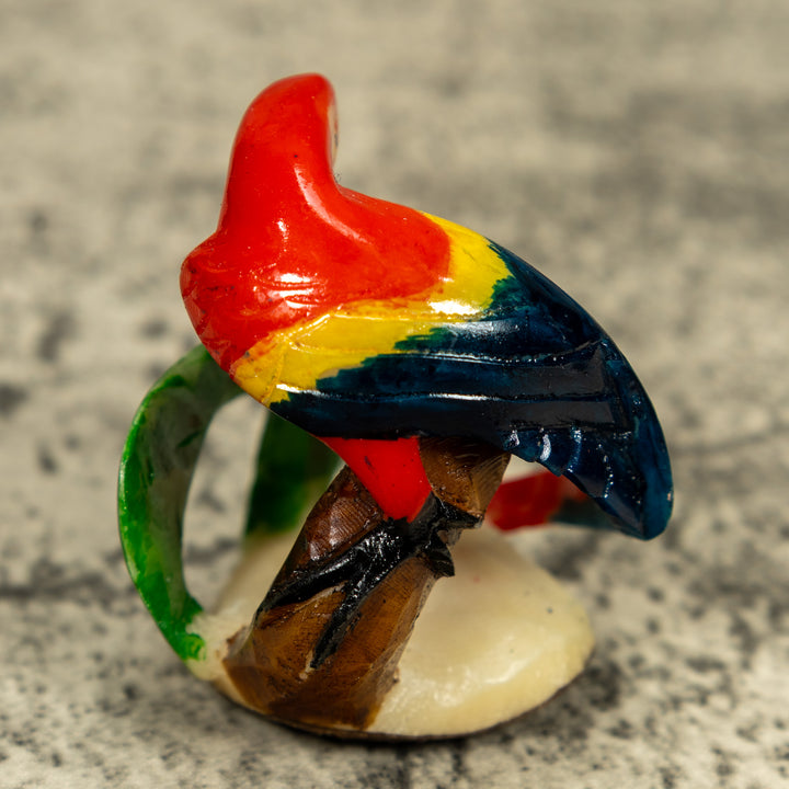 Red Yellow And Blue Macaw Parrot Bird Tagua Carving