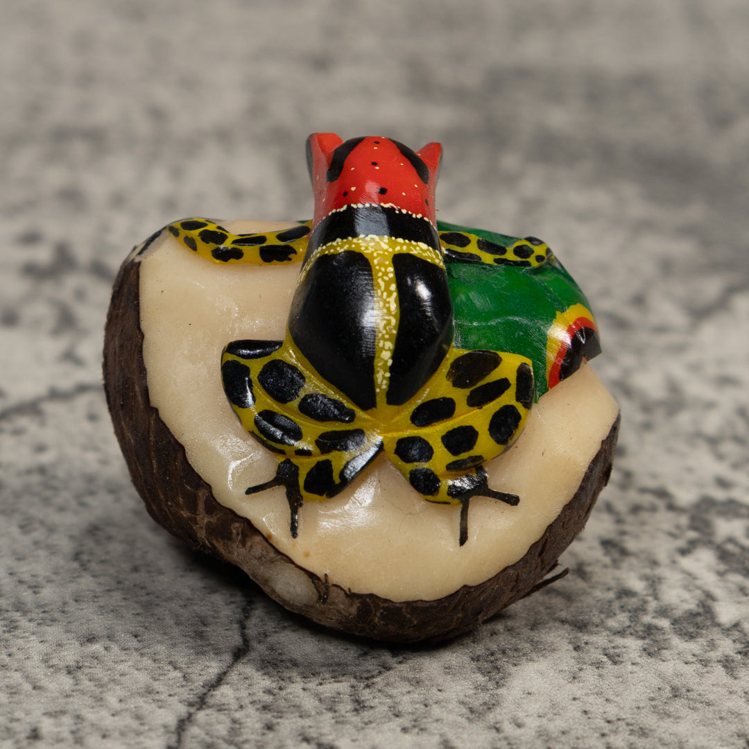Black Red And Gold Poison Dart Frog Tagua Carving