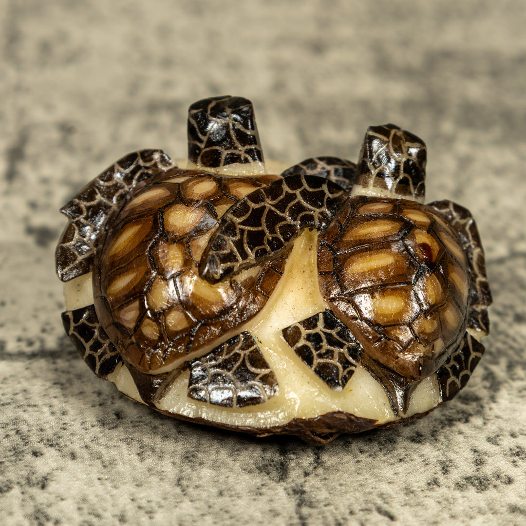Double (2) Sea Turtle Tagua Carving