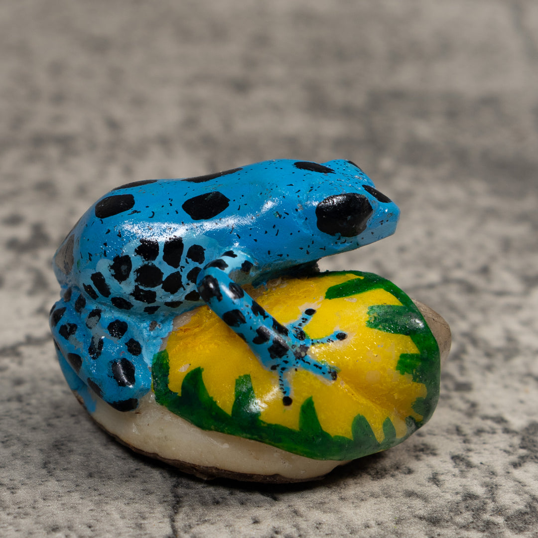Blue And Black Poison Dart Frog Tagua Carving