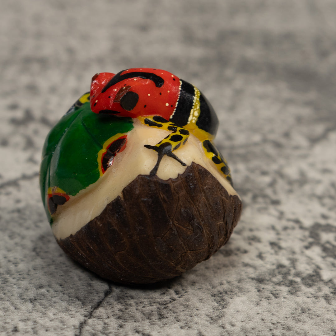 Black Red And Gold Poison Dart Frog Tagua Carving