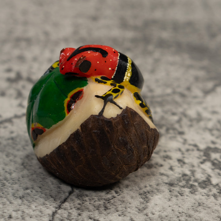Black Red And Gold Poison Dart Frog Tagua Carving