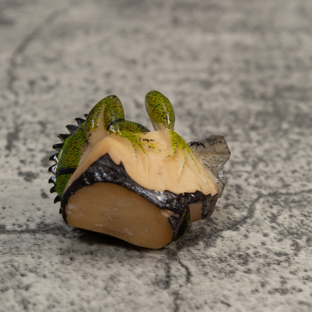 Green And Black Iguana Lizard Tagua Carving