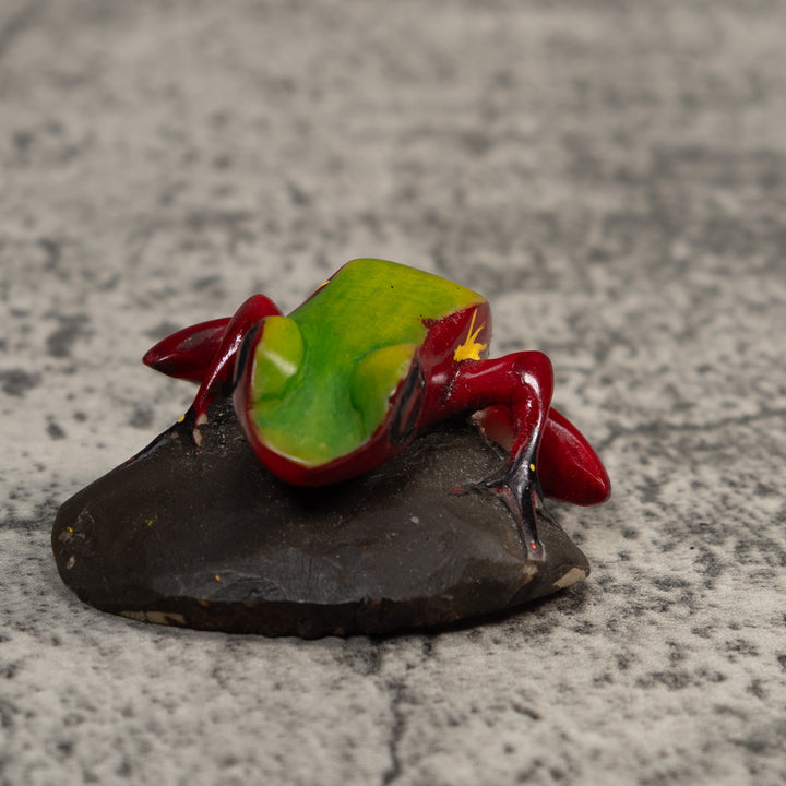 Vintage Green And Red Poison Dart Frog Tagua Carving