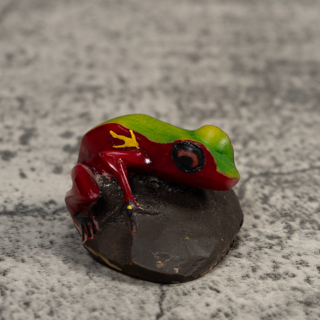 Vintage Green And Red Poison Dart Frog Tagua Carving