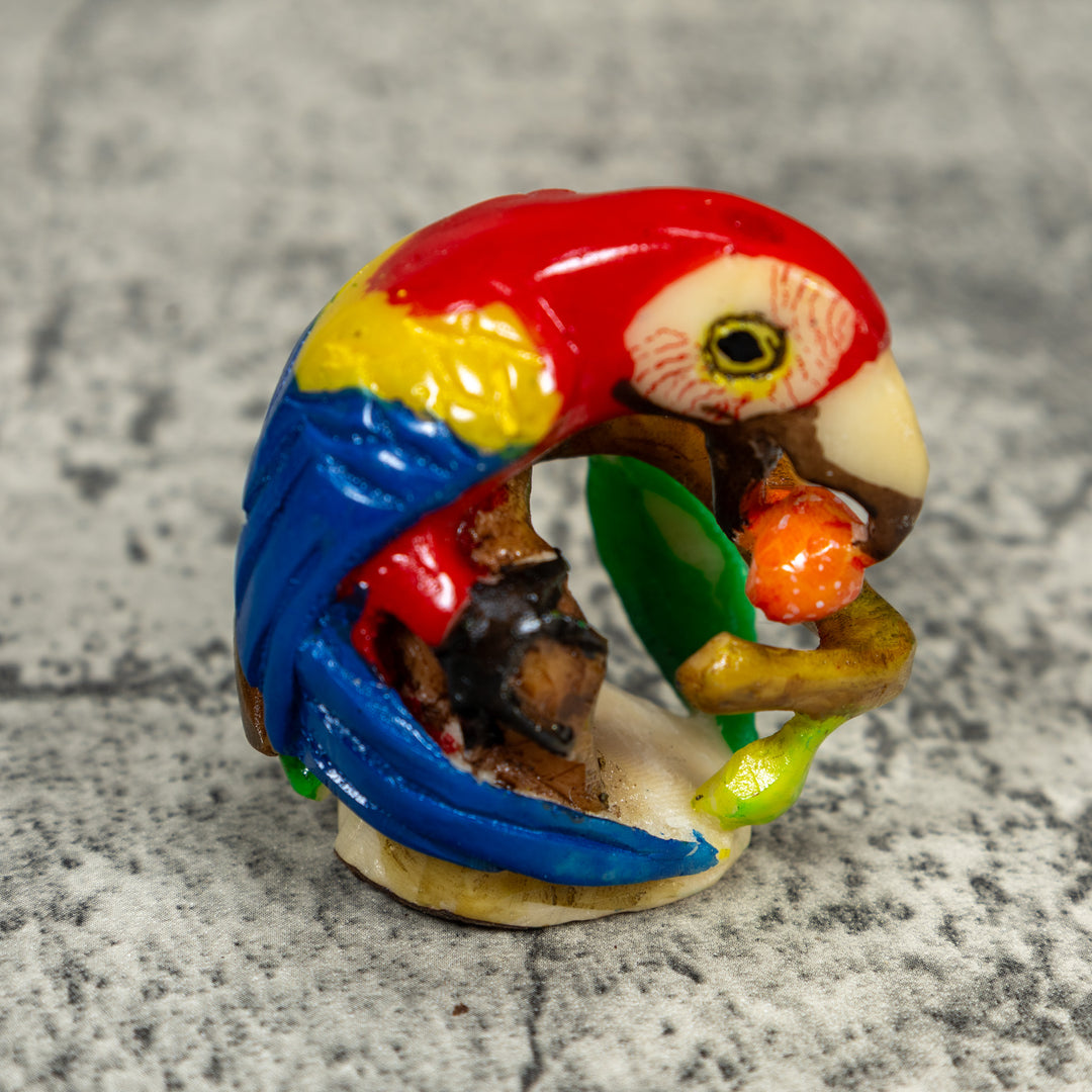 Red Yellow And Blue Macaw Parrot Bird Tagua Carving