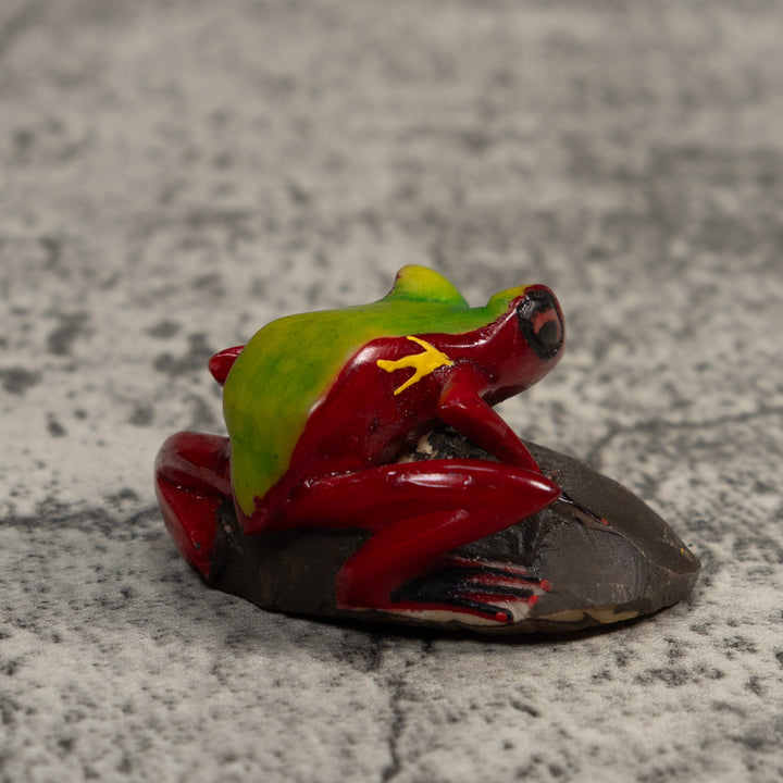 Vintage Green And Red Poison Dart Frog Tagua Carving
