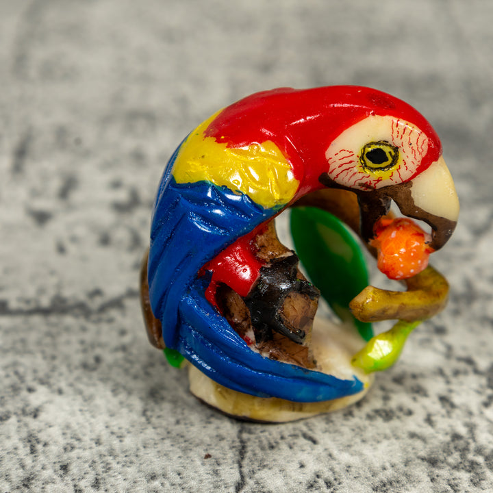 Red Yellow And Blue Macaw Parrot Bird Tagua Carving