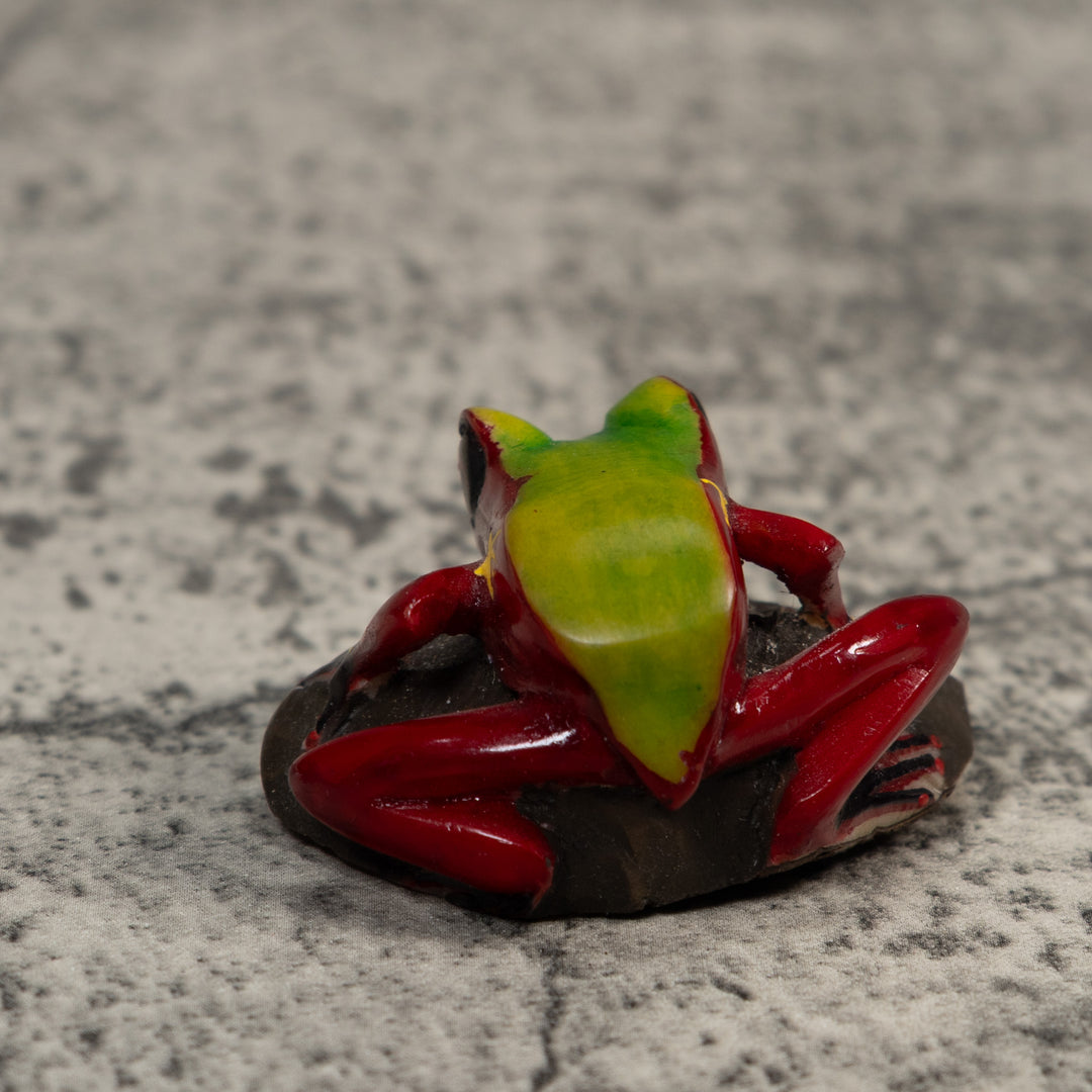 Vintage Green And Red Poison Dart Frog Tagua Carving