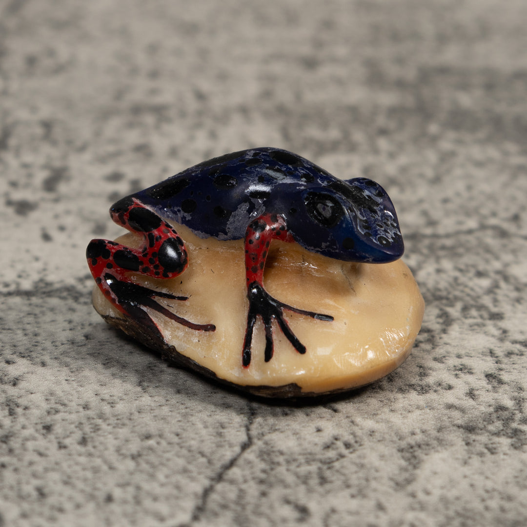 Red And Blue Poison Dart Frog Tagua Carving