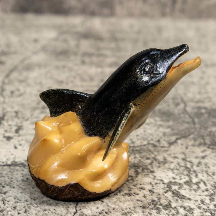 Vintage Dolphin Coming Out Of Wave Tagua Carving