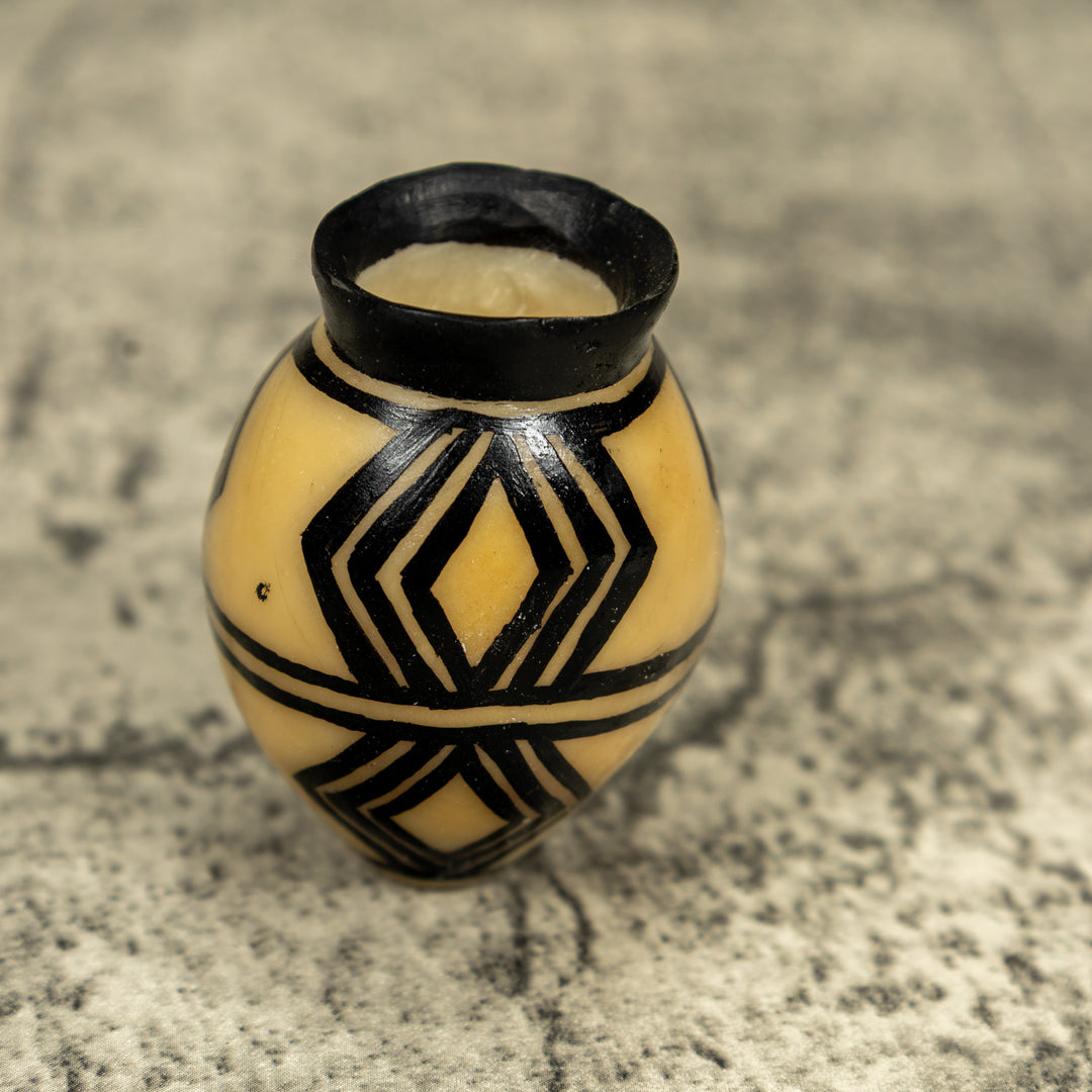Etched Black And White Vase Tagua Carving