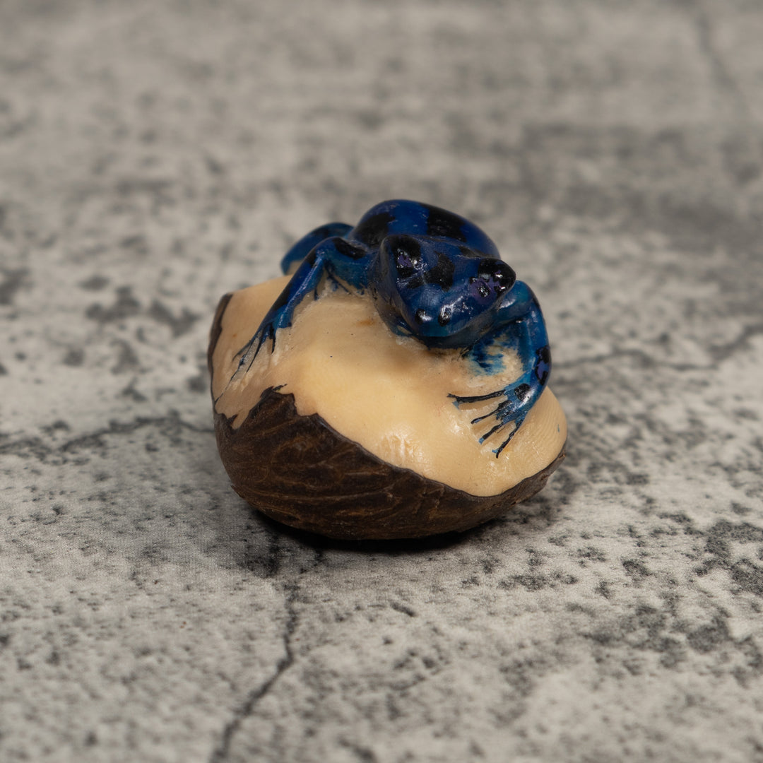 Vintage Blue Poison Dart Frog Tagua Carving
