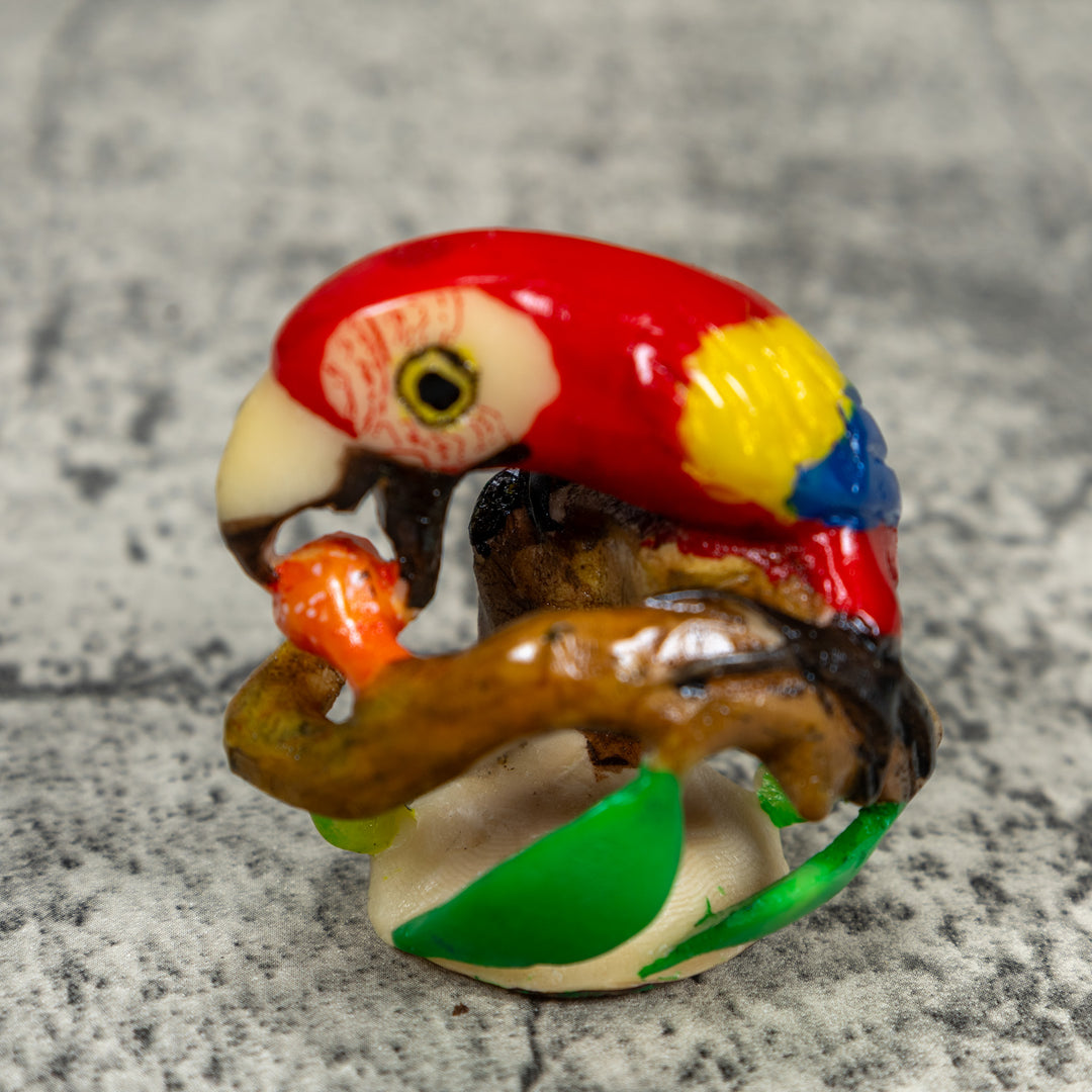 Red Yellow And Blue Macaw Parrot Bird Tagua Carving