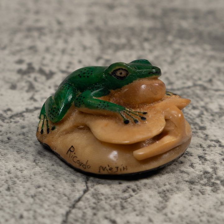 Green Blowthroat Poison Dart Frog Tagua Carving