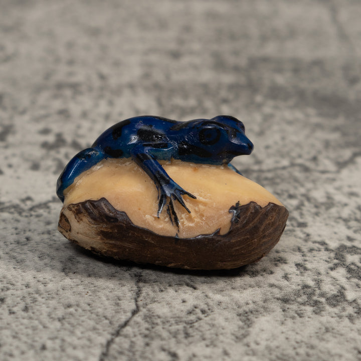Vintage Blue Poison Dart Frog Tagua Carving