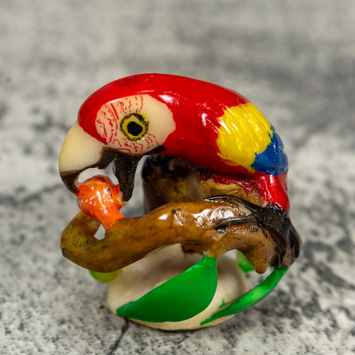 Red Yellow And Blue Macaw Parrot Bird Tagua Carving