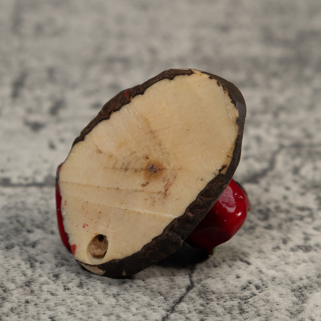 Vintage Green And Red Poison Dart Frog Tagua Carving