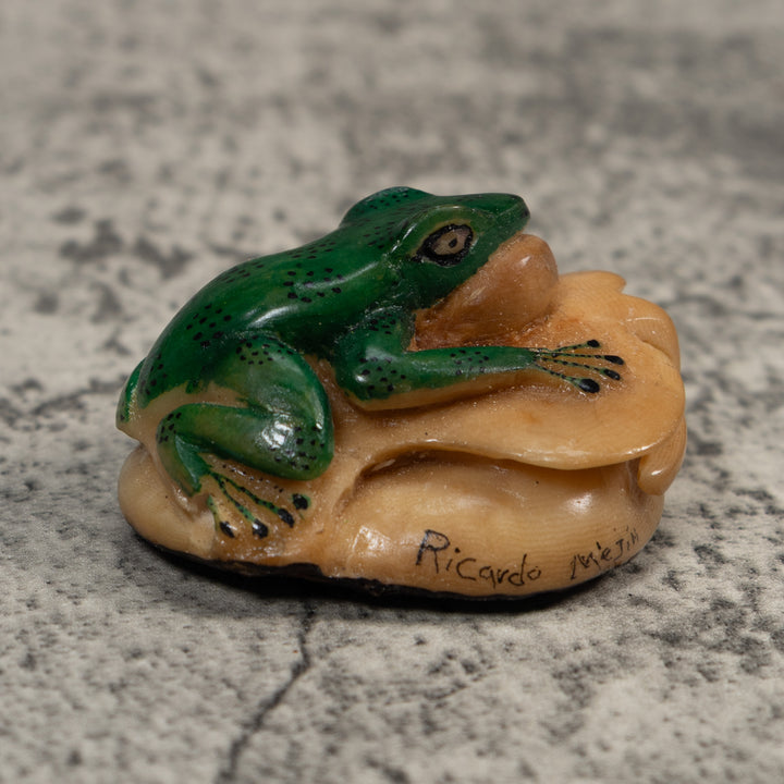 Green Blowthroat Poison Dart Frog Tagua Carving