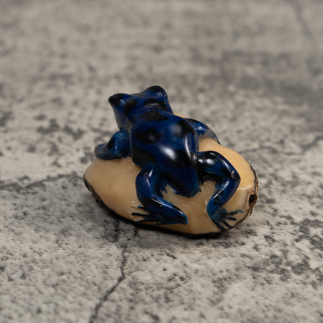 Vintage Blue Poison Dart Frog Tagua Carving