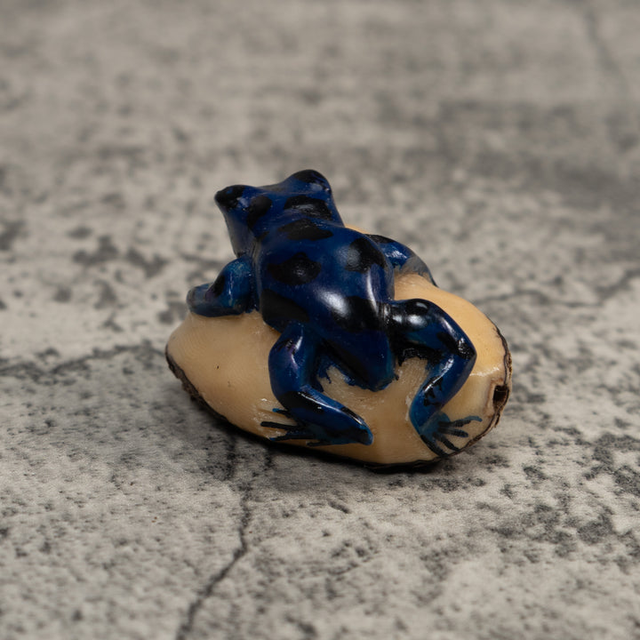 Vintage Blue Poison Dart Frog Tagua Carving