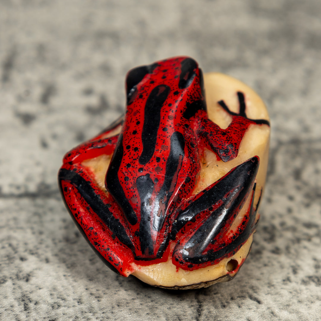 Red And Black Poison Dart Frog Tagua Carving