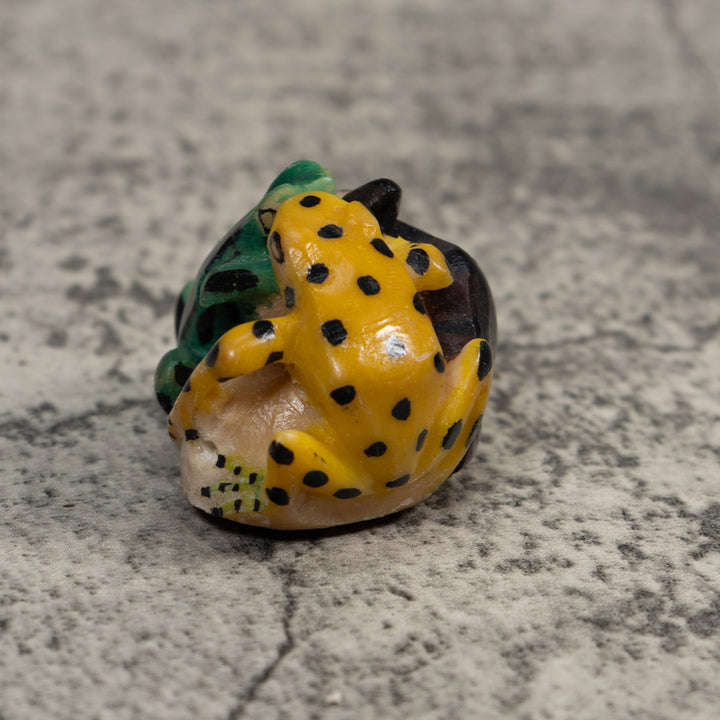 Yellow And Green Double Poison Dart Frog Tagua Carving