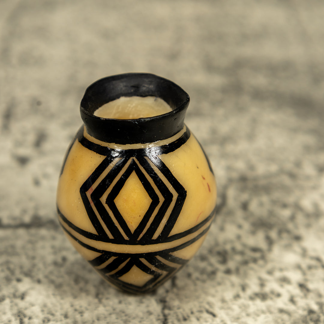 Etched Black And White Vase Tagua Carving