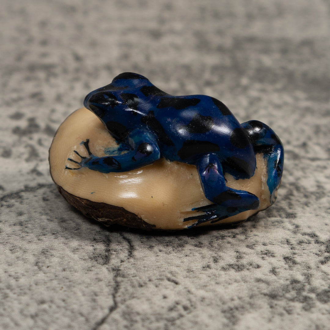 Vintage Blue Poison Dart Frog Tagua Carving