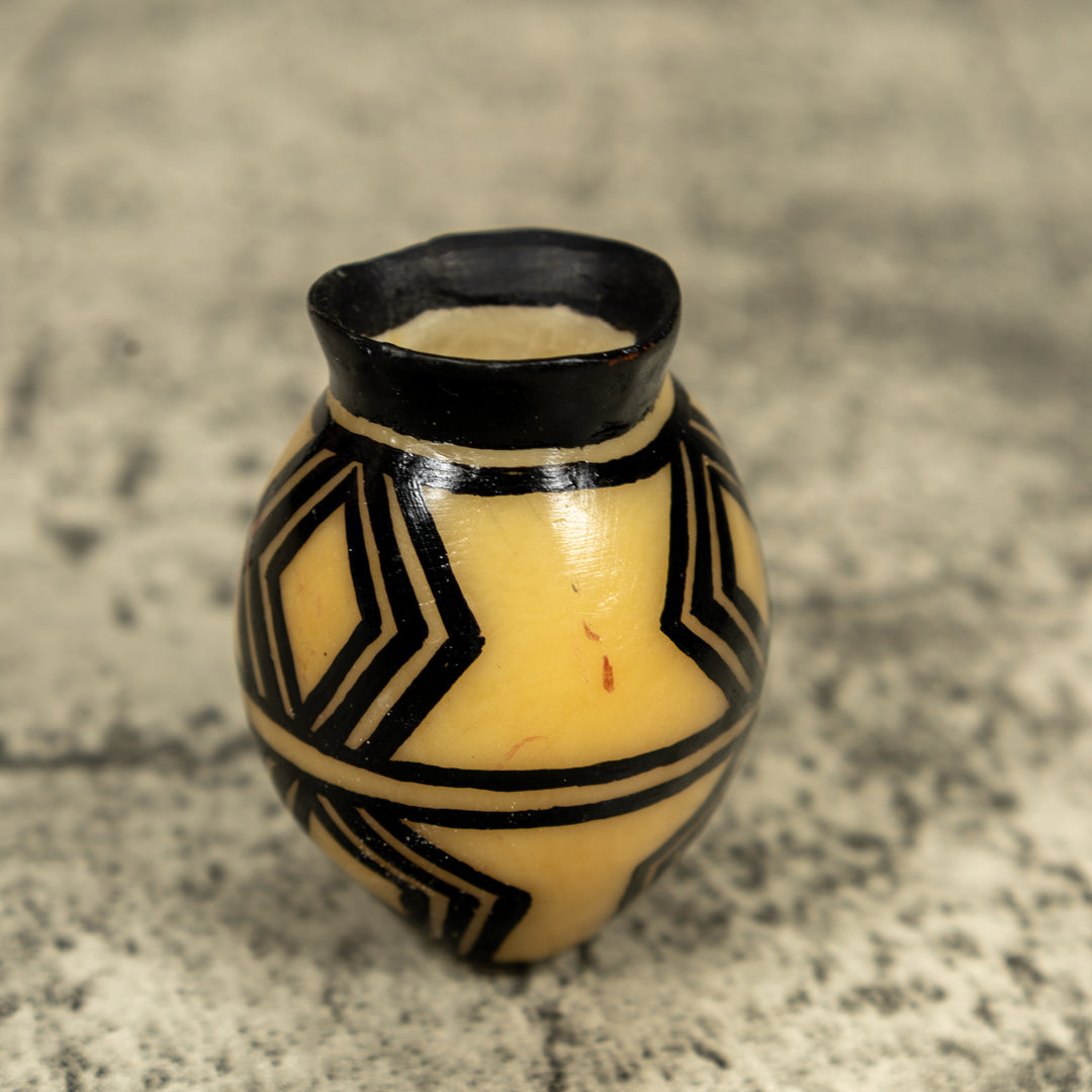 Etched Black And White Vase Tagua Carving