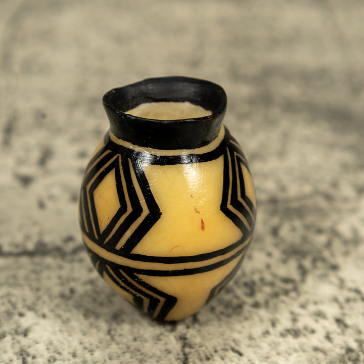 Etched Black And White Vase Tagua Carving