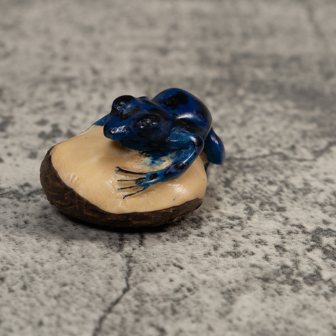 Vintage Blue Poison Dart Frog Tagua Carving