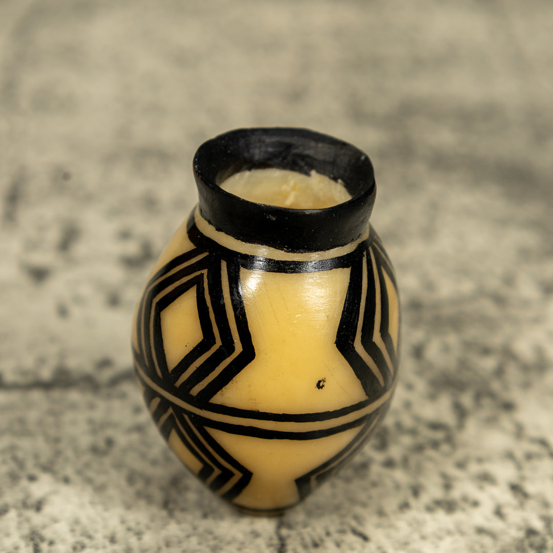 Etched Black And White Vase Tagua Carving
