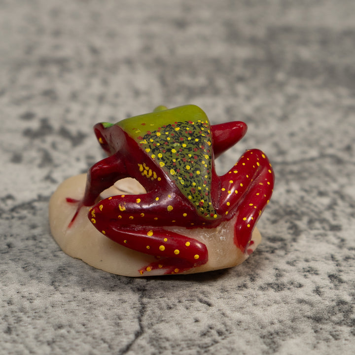Vintage Green And Red Undercut Poison Dart Frog Tagua Carving