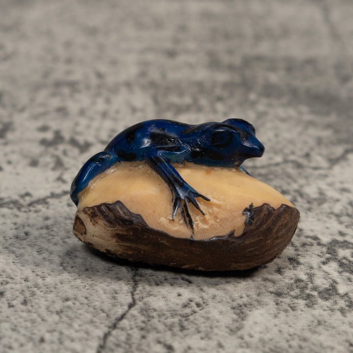 Vintage Blue Poison Dart Frog Tagua Carving