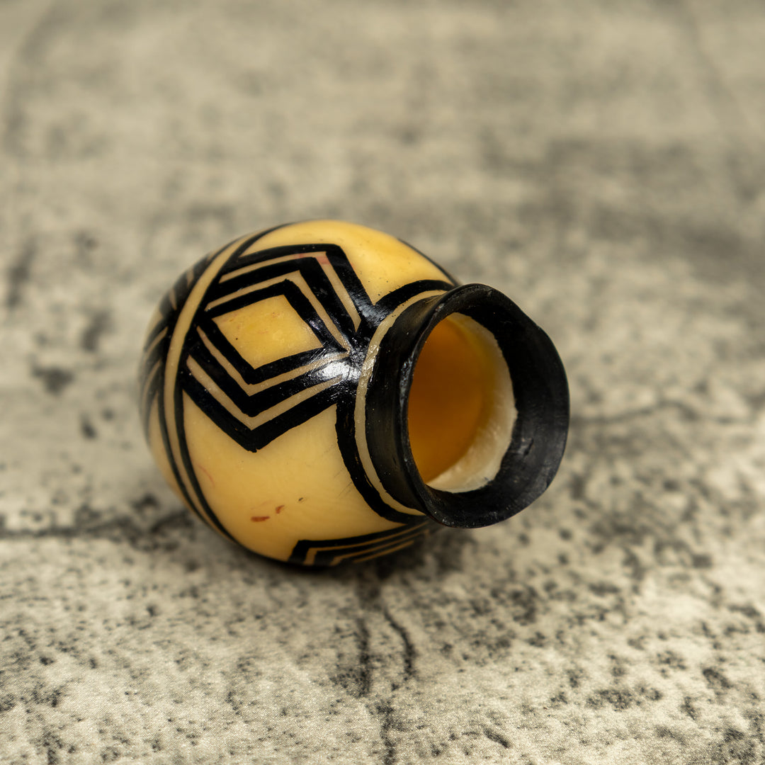 Etched Black And White Vase Tagua Carving