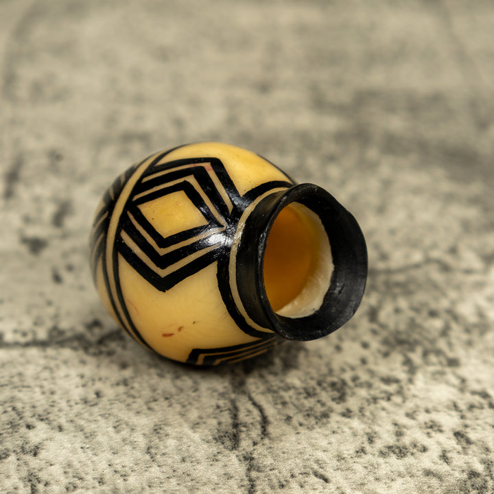 Etched Black And White Vase Tagua Carving