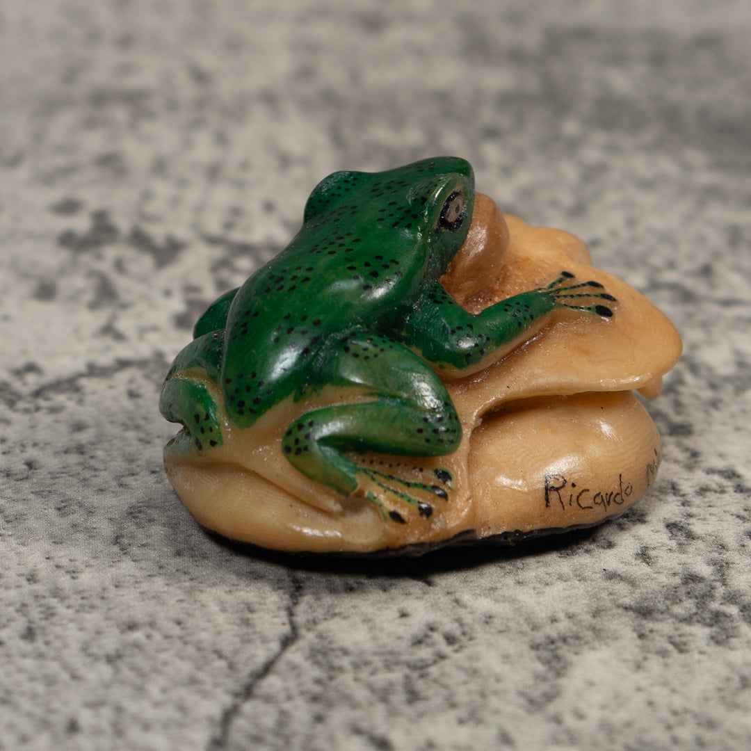 Green Blowthroat Poison Dart Frog Tagua Carving